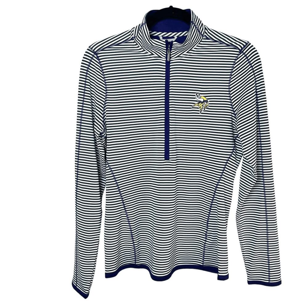 Cutter & Buck Minnesota Vikings Striped 1/2 Zip Performance Pullover Sz S